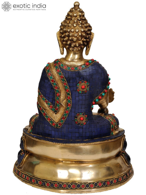 17" Tibetan Buddhist Deity- Lapis Buddha of Healing In Brass | Handmade | Made In India