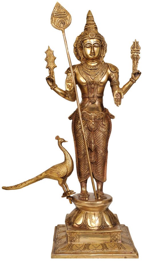 24" Kumara Karttikeya Handmade Brass Statue