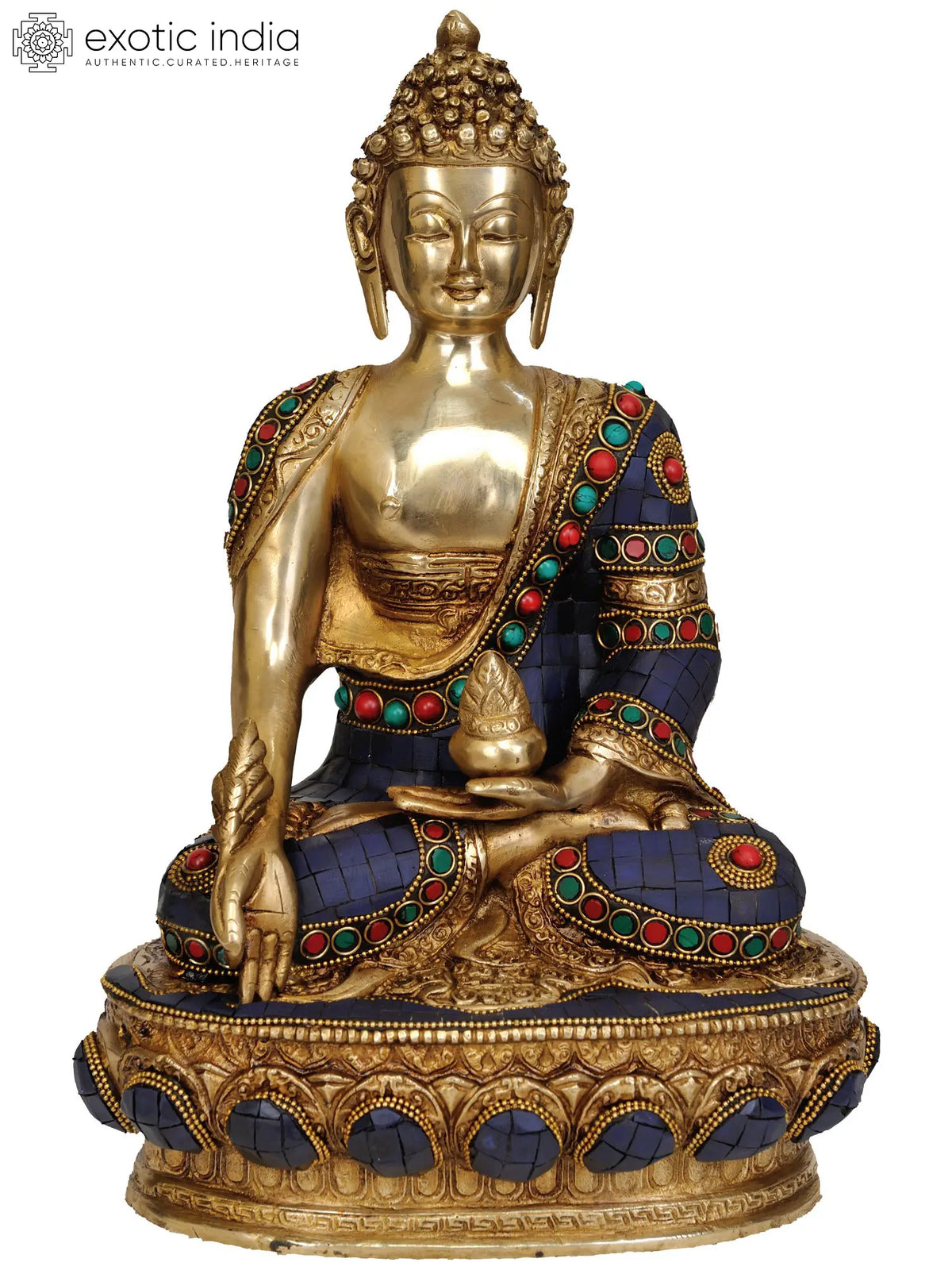 13" Tibetan Buddhist Deity Medicine Buddha In Brass | Handmade | Made In India