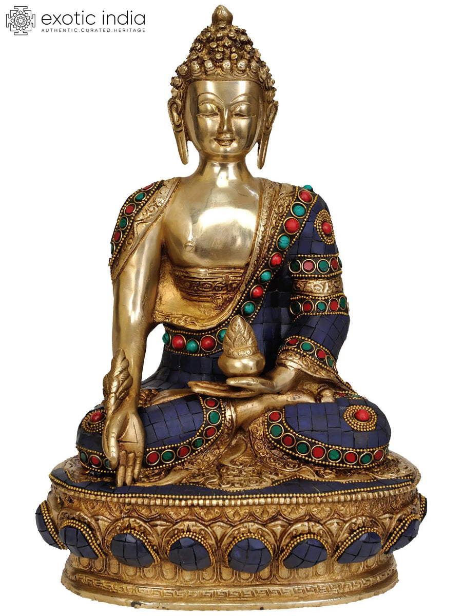 13" Medicine Buddha Handmade Brass Statue Tibetan Buddhist Deity
