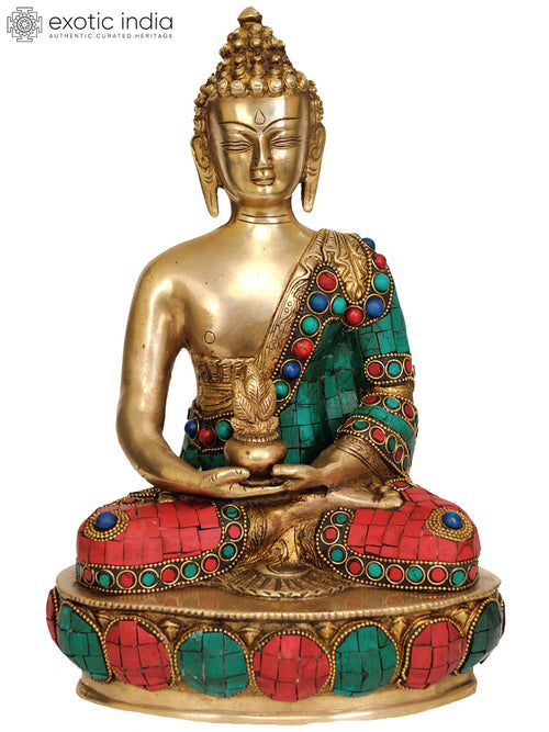 12" Handmade Brass Buddha Dhyana Mudra Meditation Statue