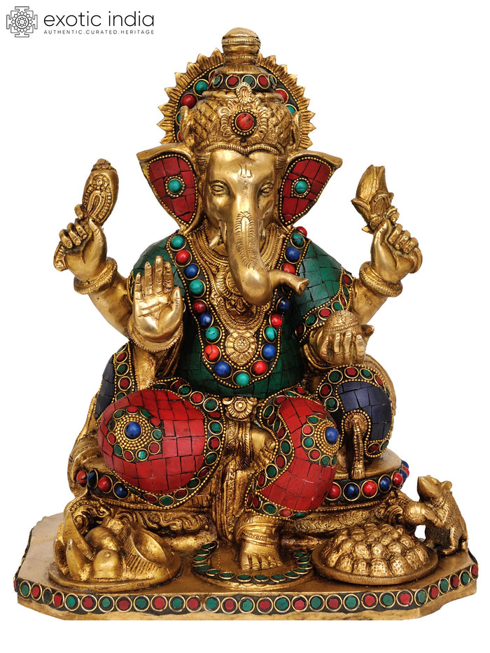 12" Bhagawan Ganesha Handmade Brass Statue for Pooja