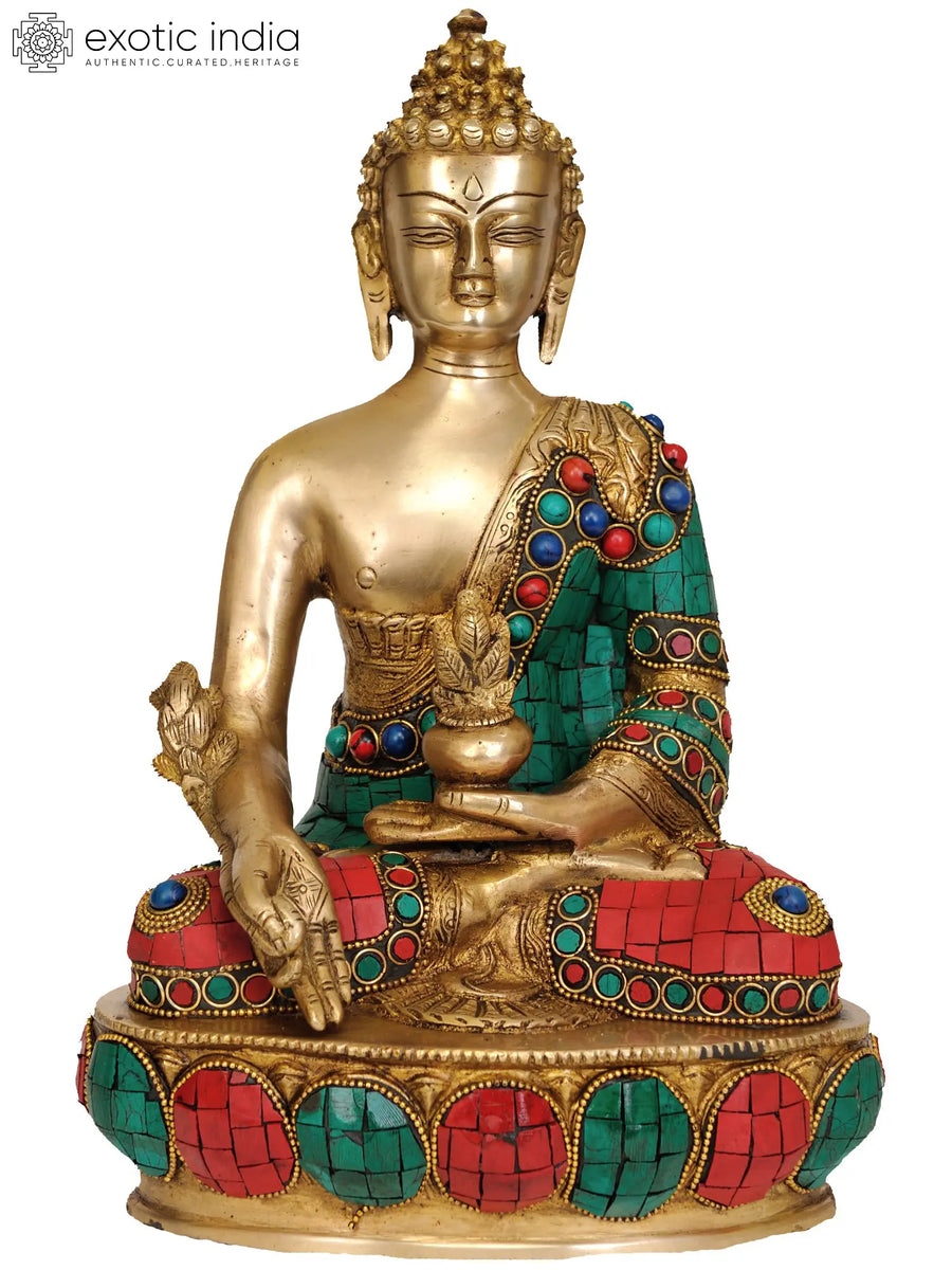 12" Medicine Buddha Tibetan Brass Statue Handmade