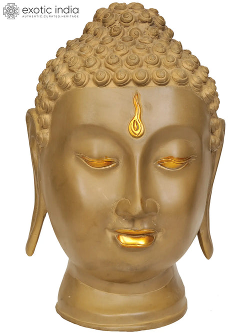 12" Lord Buddha Head Handmade Brass Statue Tibetan Buddhist