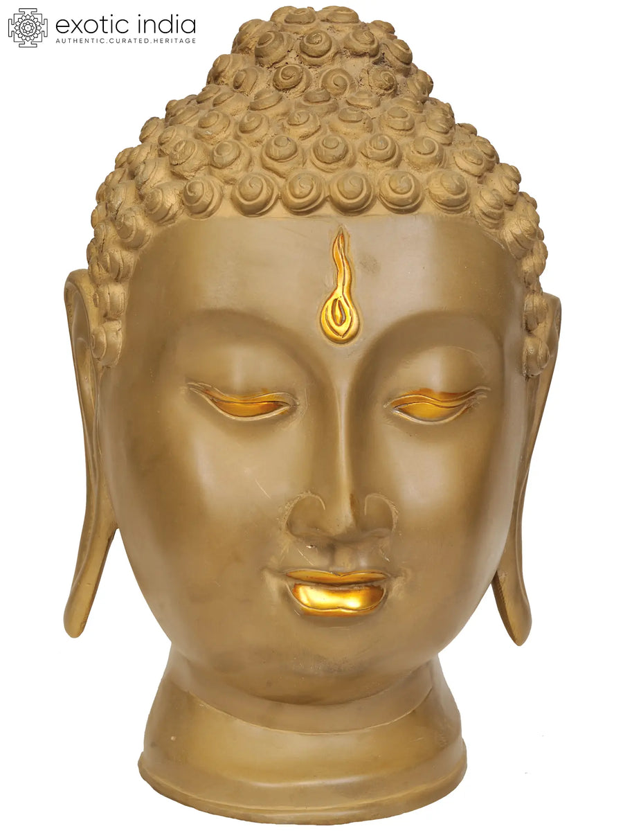 12" Lord Buddha Head Handmade Brass Statue Tibetan Buddhist