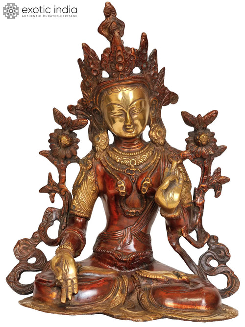 10" White Tara Brass Statue Handmade Buddhist Goddess