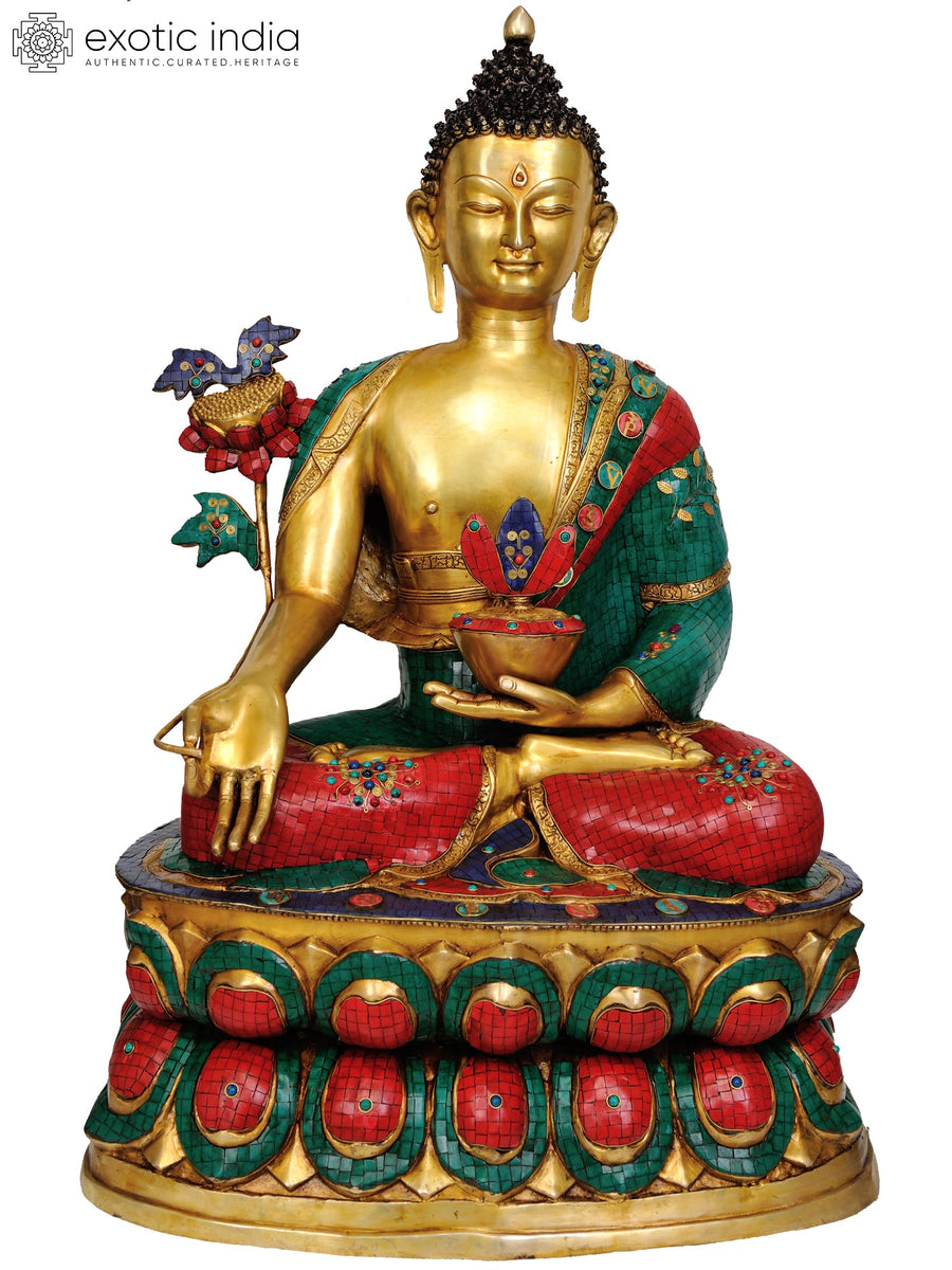 38" Large Medicine Buddha Brass Statue Handmade Tibetan Buddhist Deity