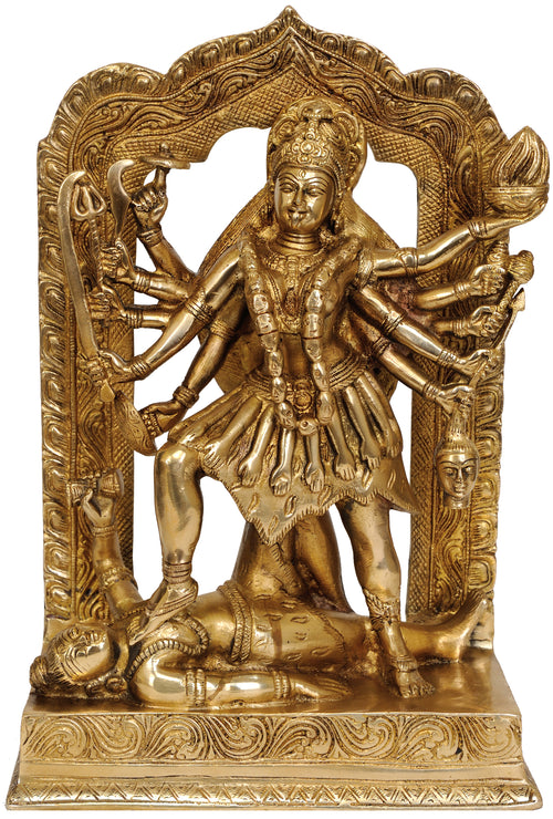 11" Mahakali Brass Statue Handmade