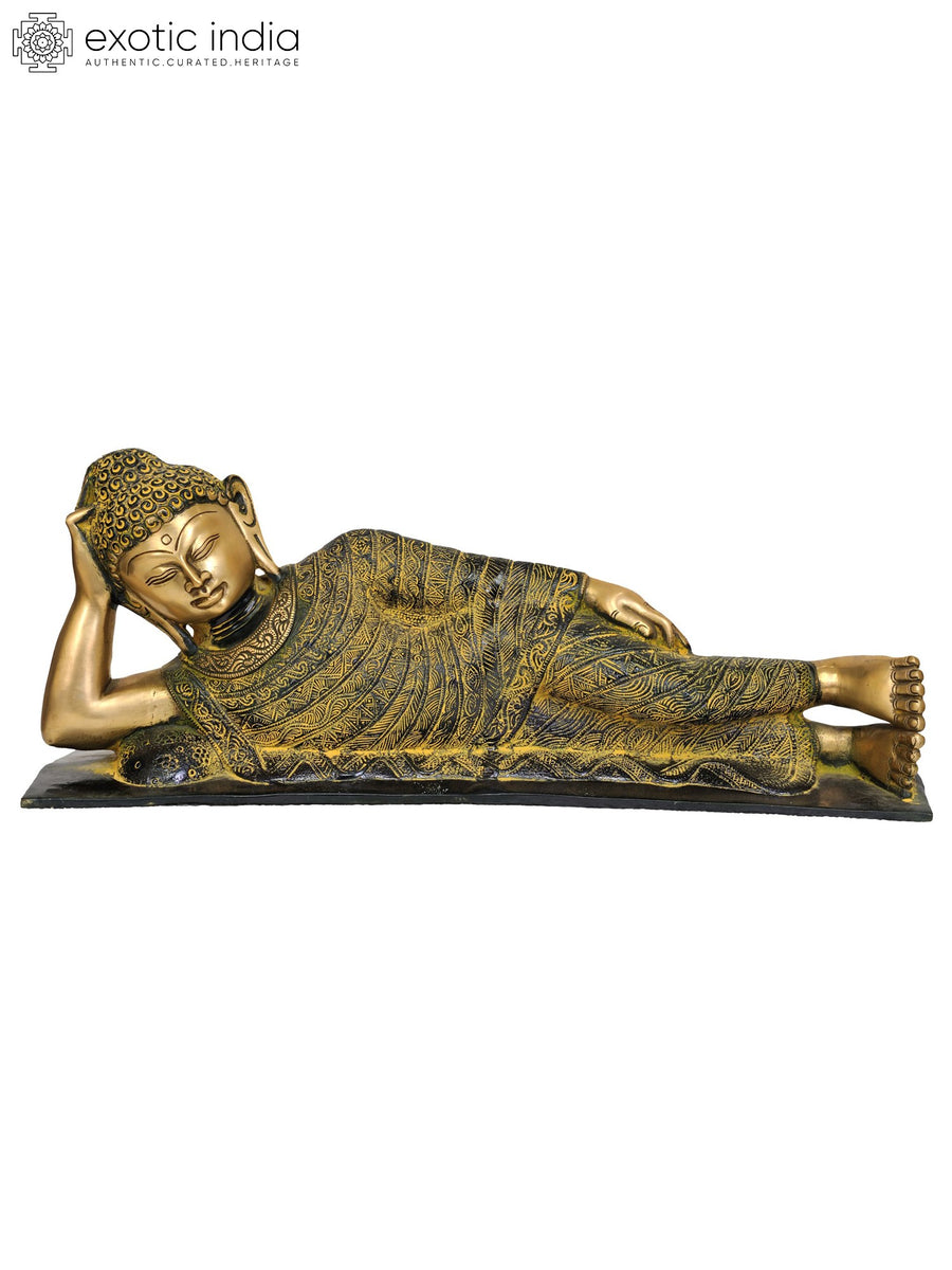 19" Parinirvana Buddha Handmade Brass Statue