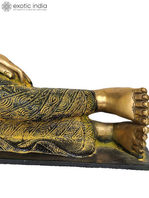 19" Parinirvana Buddha In Brass | Handmade | Made In India
