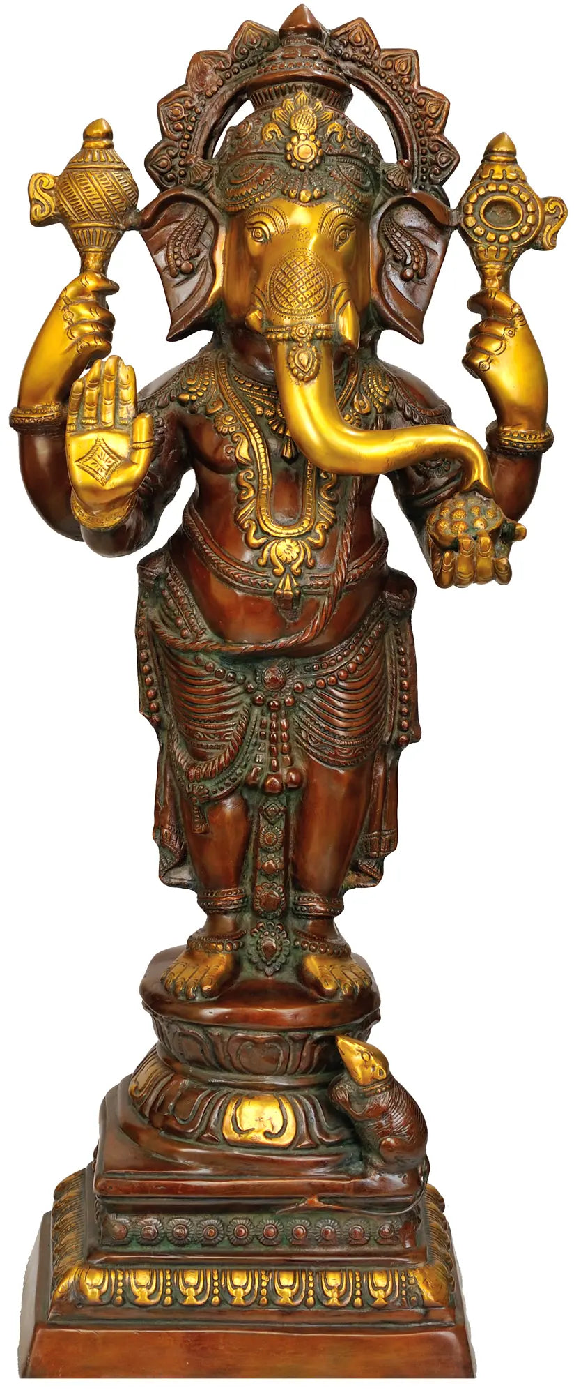 36" Standing Ganesha Brass Statue Handmade Home Decor