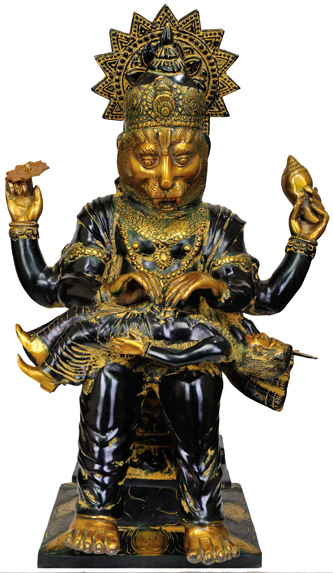 25" Lord Narasimha Handmade Brass Statue for Home Pooja
