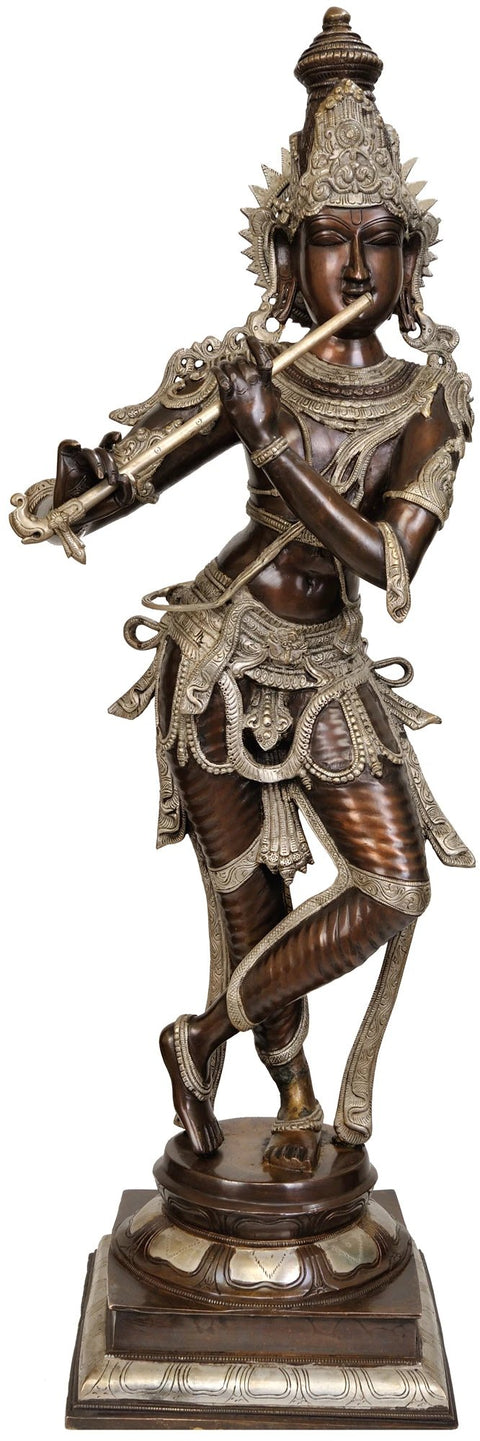 36" Large Size Krishna In Brass | Handmade | Made In India