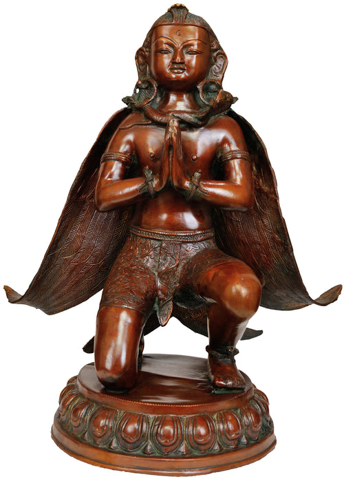 21" Handmade Garuda Brass Statue - Nepalese Design