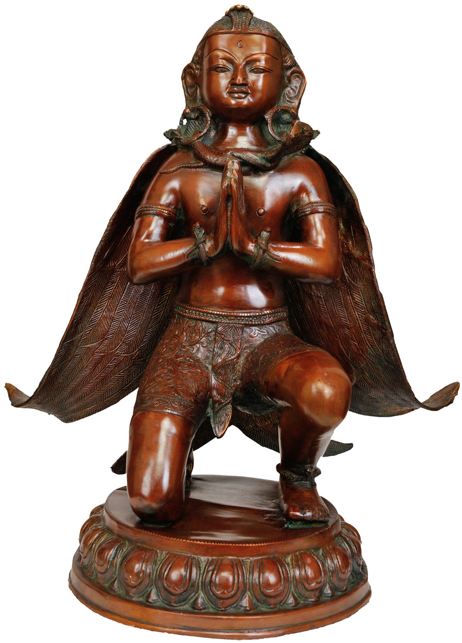 21" Handmade Garuda Brass Statue - Nepalese Design