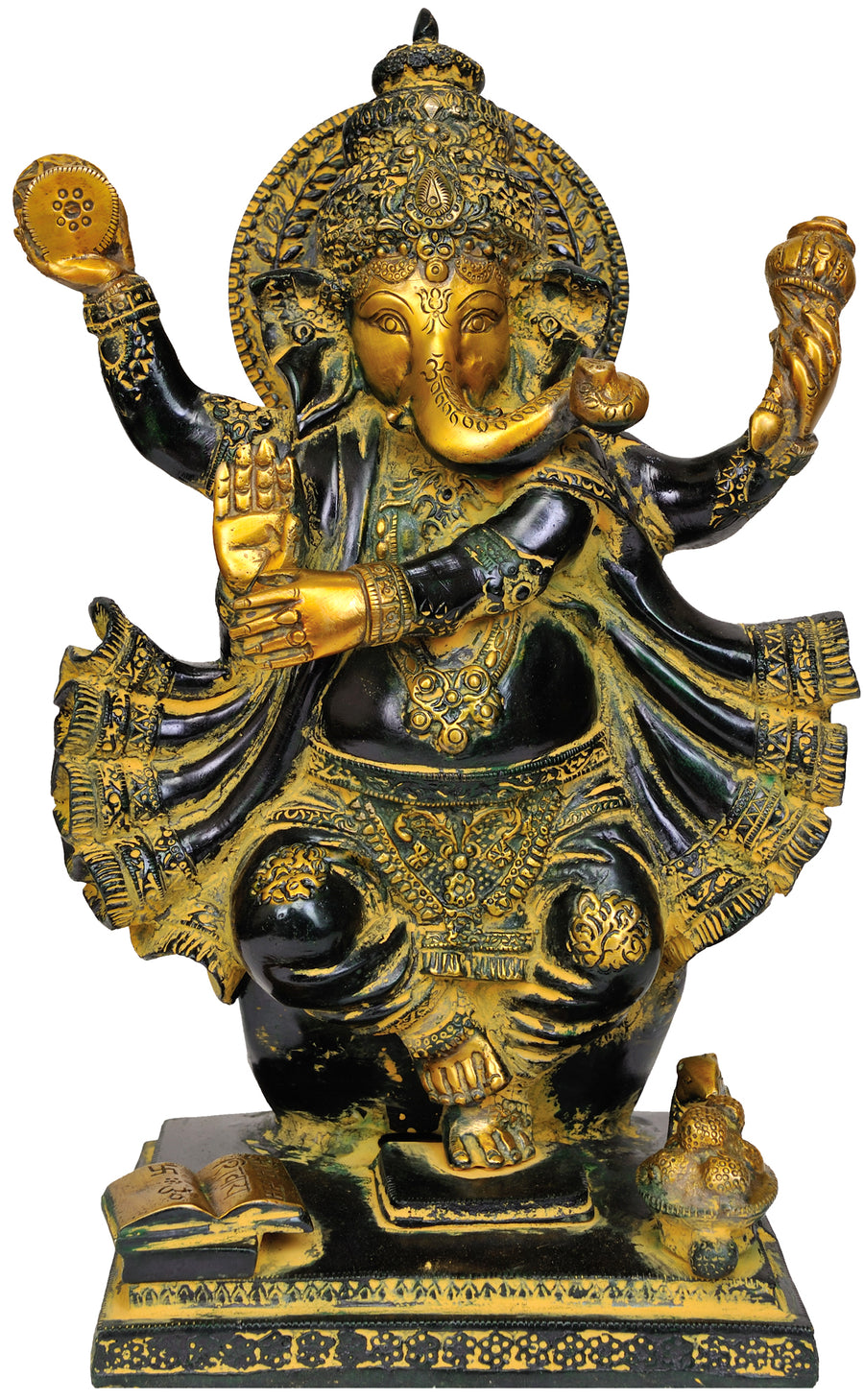 12" Handmade Dancing Ganesha Brass Statue