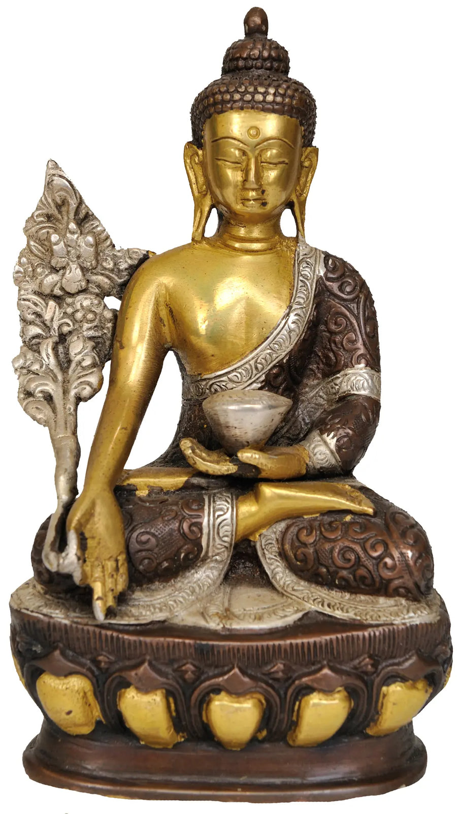 7" Medicine Buddha Handmade Brass Statue for Pooja