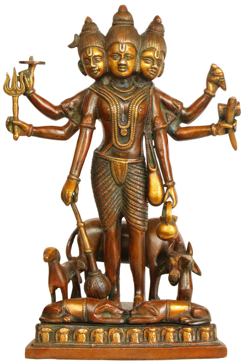 12" Bhagawan Dattatreya Handmade Brass Statue for Pooja