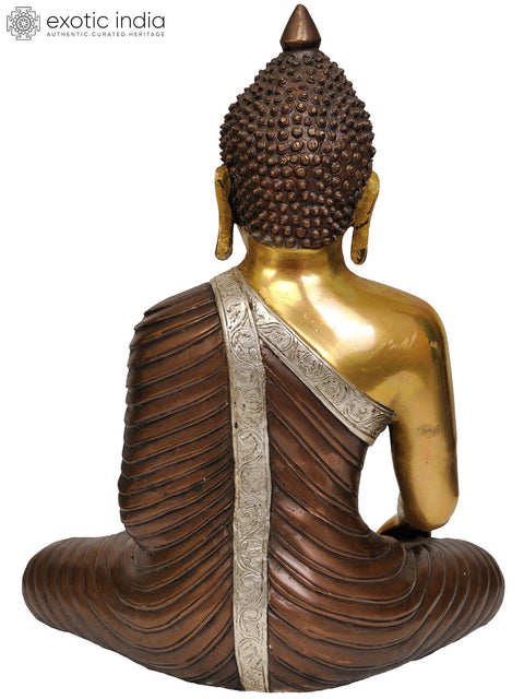 14" Brass Lord Buddha Idol with Dorje | Handmade | Made in India