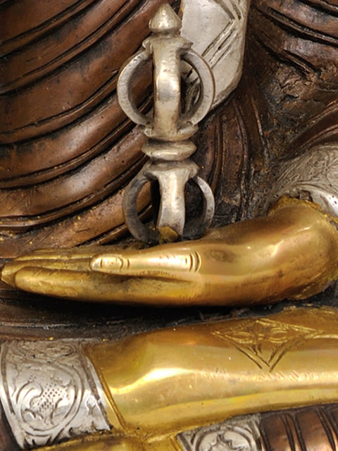 14" Brass Lord Buddha Idol with Dorje | Handmade | Made in India