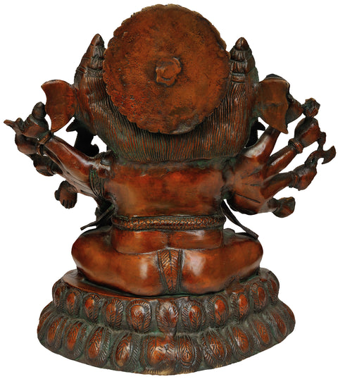 13" Five Headed Ganesha In Brass | Handmade | Made In India