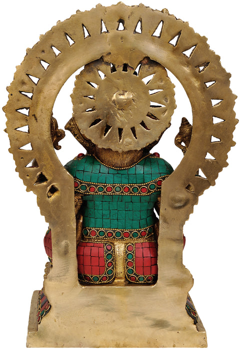 17" Lord Ganesha on Throne In Brass | Handmade | Made In India