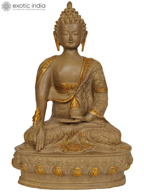 13" Medicine Buddha Brass Statue Handmade Tibetan Buddhist Idol