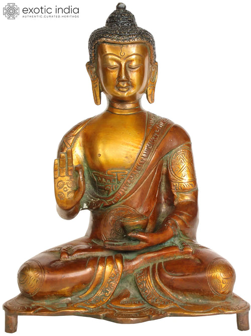 8" Blessing Buddha Brass Statue Handmade