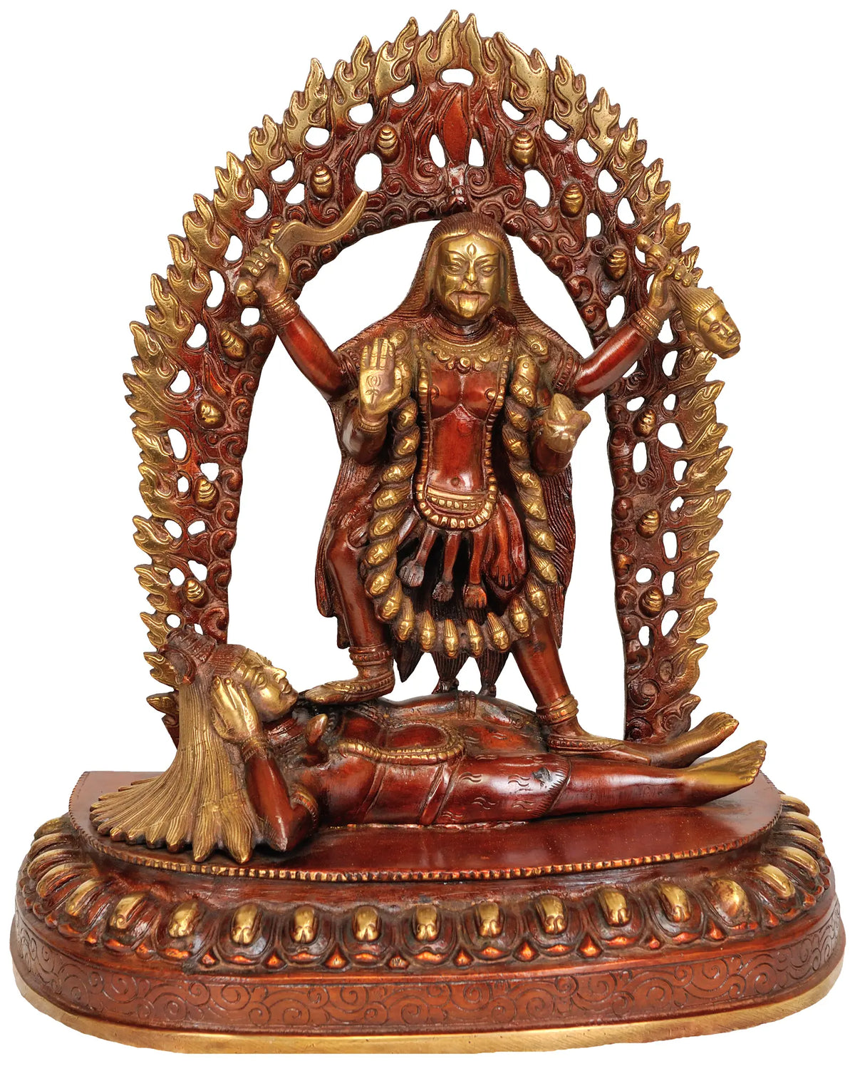12" Goddess Kali In Brass | Handmade | Made In India