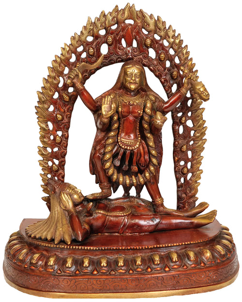 12" Handmade Goddess Kali Brass Idol for Pooja
