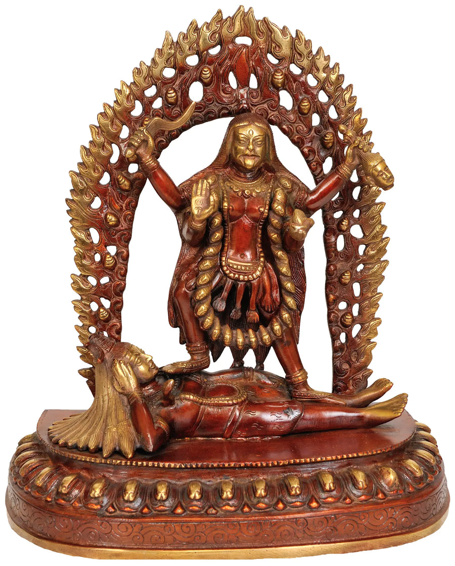 12" Handmade Goddess Kali Brass Idol for Pooja