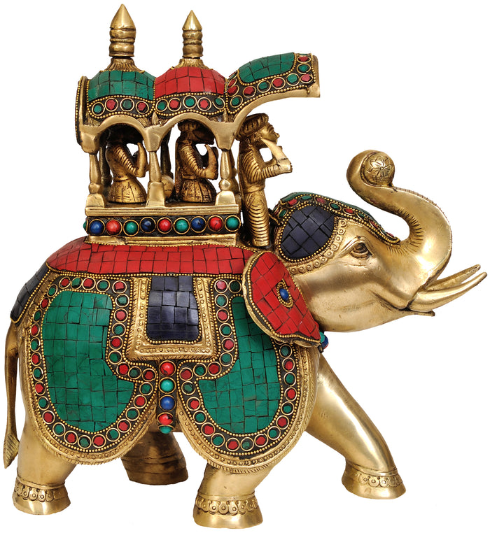 King Riding on Elephant Brass Statue