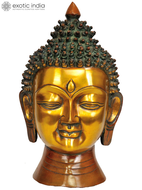 12" Lord Buddha Head In Brass | Handmade | Made In India