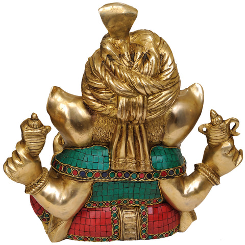 14" Ganesha with Turban In Brass | Handmade | Made In India
