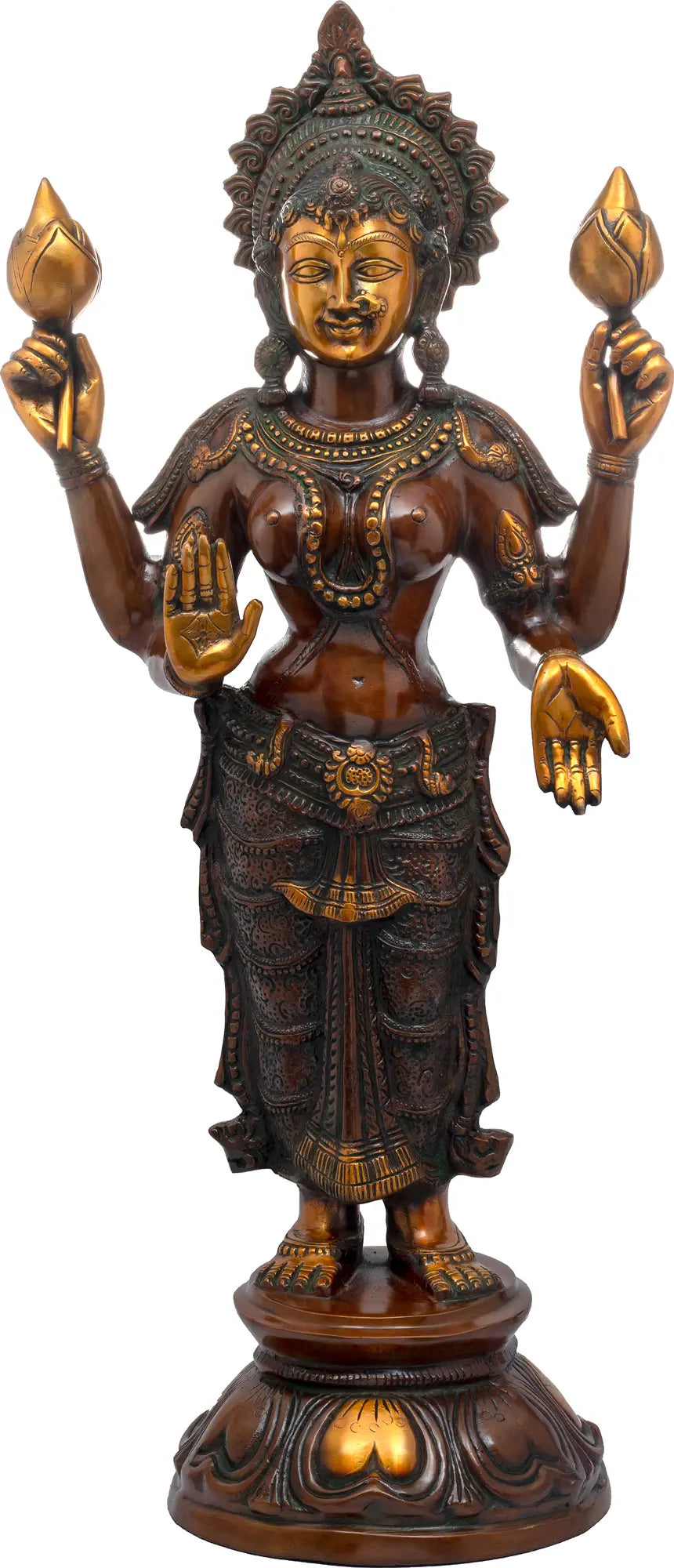 32" Goddess Lakshmi Handmade Brass Statue for Home Pooja