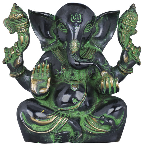 7" Handmade Ganesha Brass Idol with Large Ears