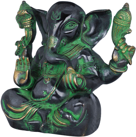 7" Ganesha With Large Ears In Brass | Handmade | Made In India