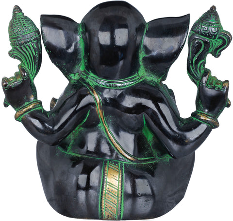7" Ganesha With Large Ears In Brass | Handmade | Made In India