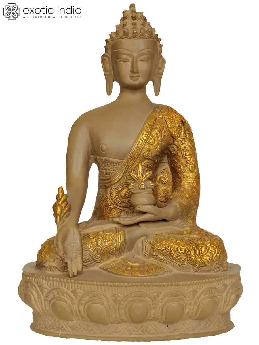 11" Medicine Buddha Brass Statue Handmade Tibetan Buddhist Deity