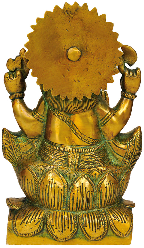 8" Bhagawan Ganesha Idol with Axe and Noose | Handmade Brass Statues | Made in India