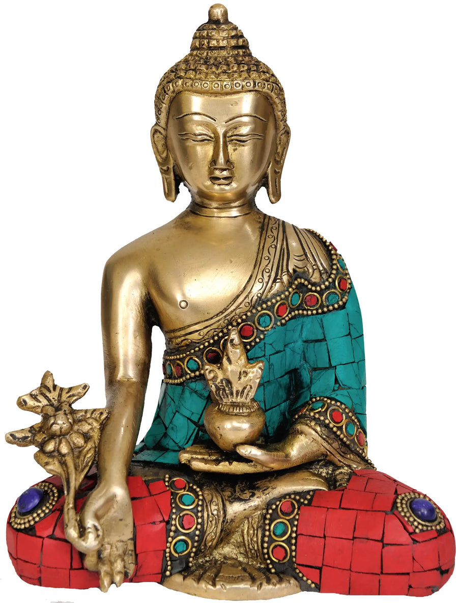 7" Medicine Buddha Handmade Brass Statue