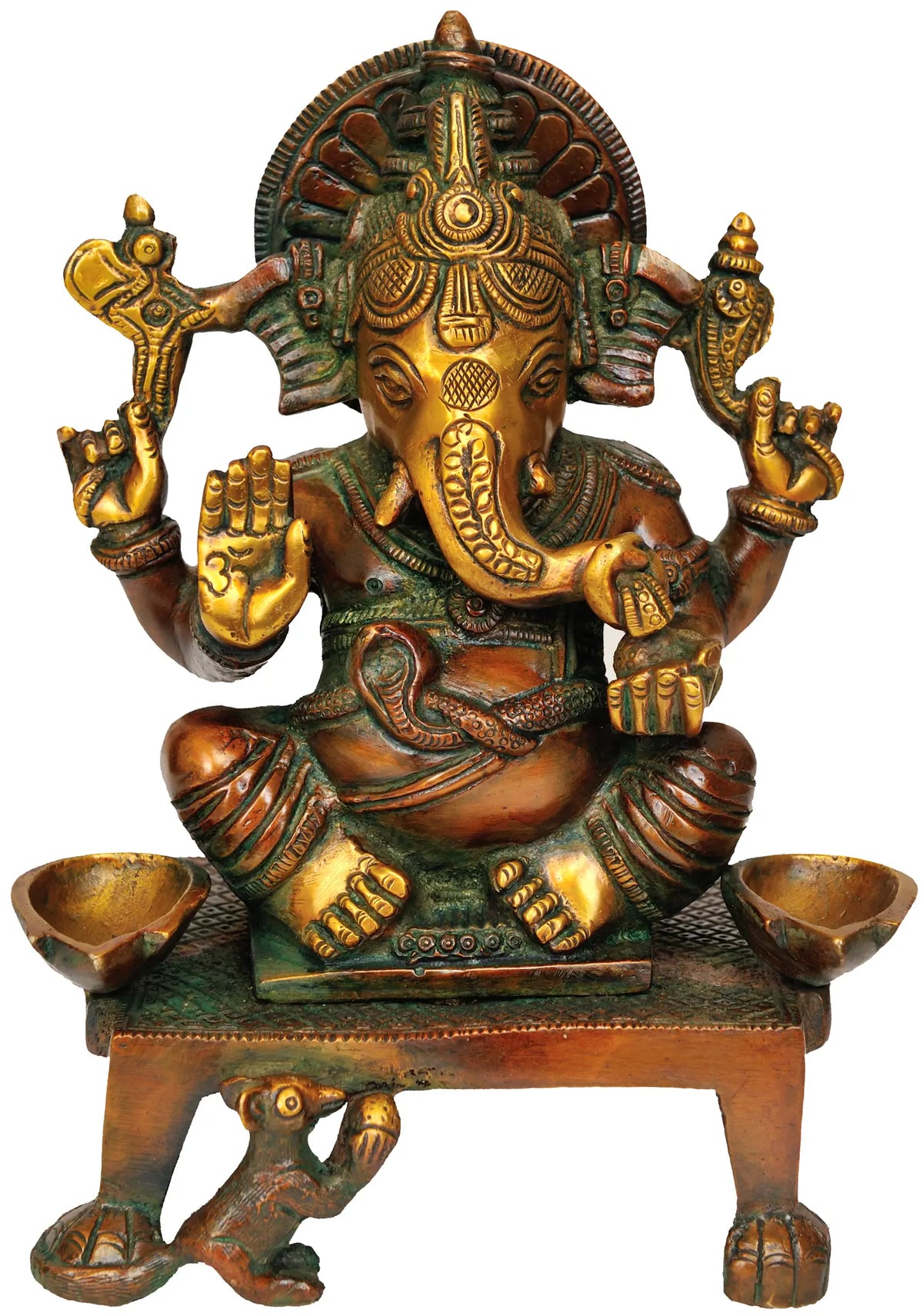 8" Lord Ganesha Diya in Brass | Handmade | Made in India