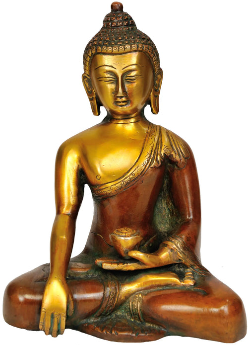 7" Lord Buddha Bhumisparsha Mudra Brass Statue Handmade