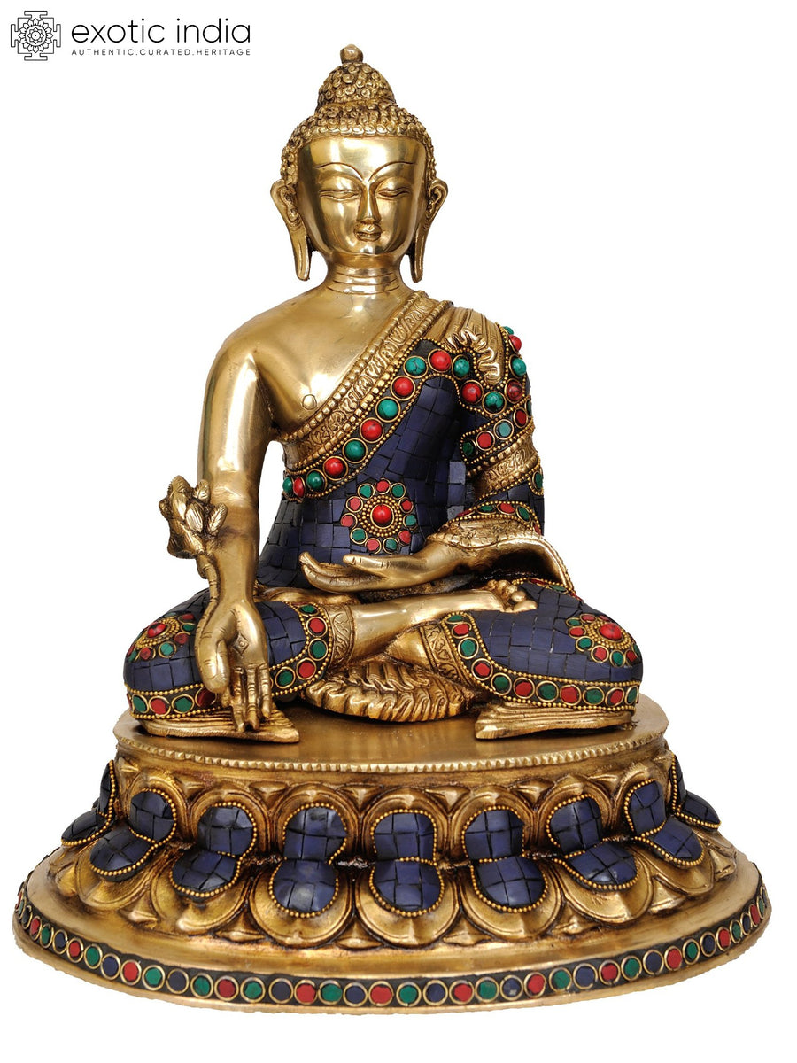 13" Brass Buddha of Healing Handmade Idol for Home Decor