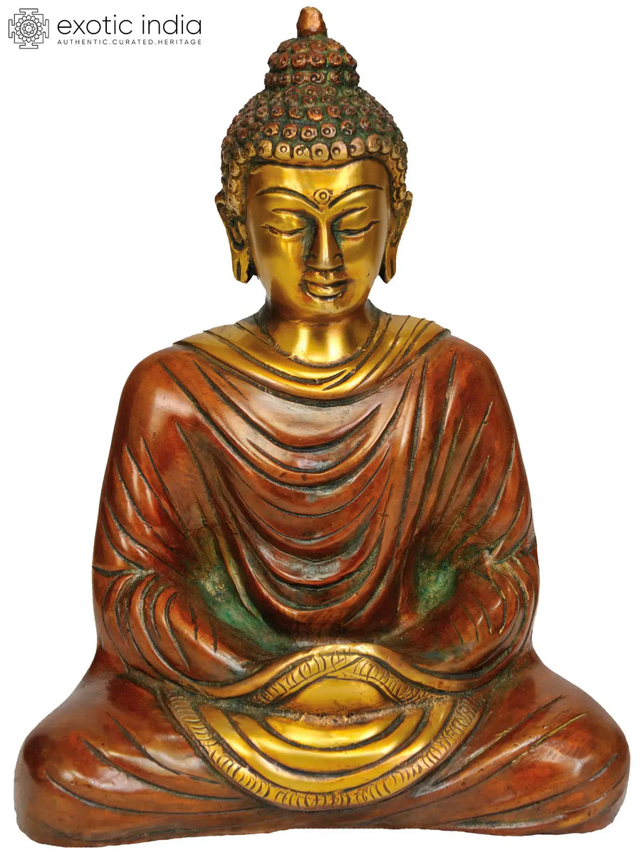 7" Brass Buddha Statue in Dhyana Mudra Handmade