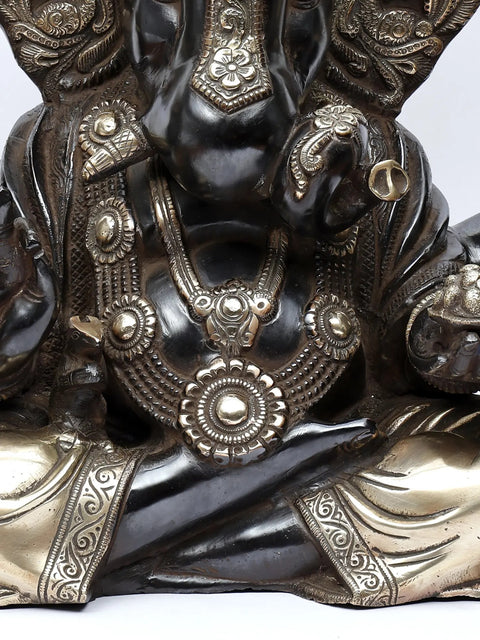 17" Turban Ganesha Sculpture in Brass | Handmade | Made in India