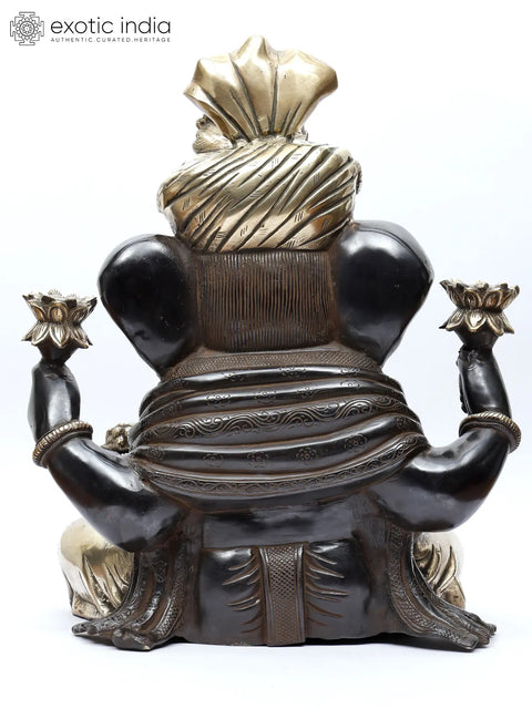 17" Turban Ganesha Sculpture in Brass | Handmade | Made in India