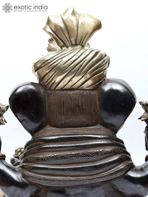 17" Turban Ganesha Sculpture in Brass | Handmade | Made in India