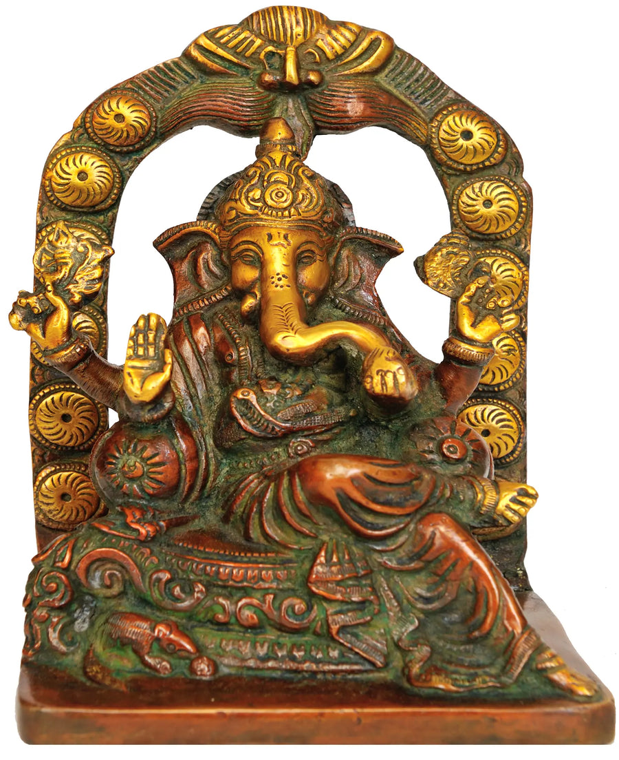 6" Handmade Ganesha Temple Brass Sculpture