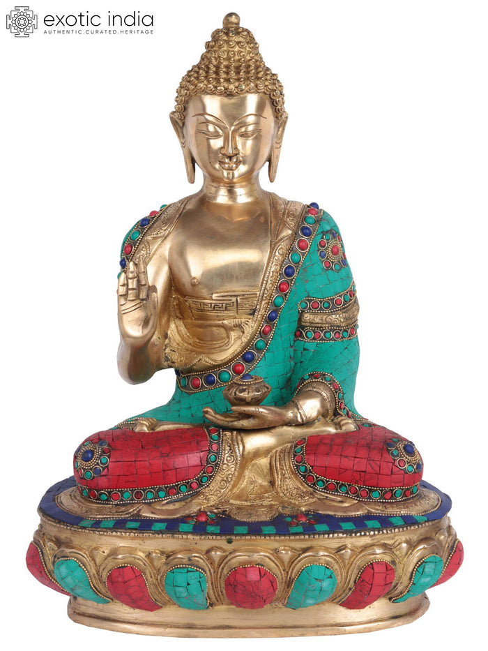 12" Preaching Buddha Tibetan Brass Handmade Statue